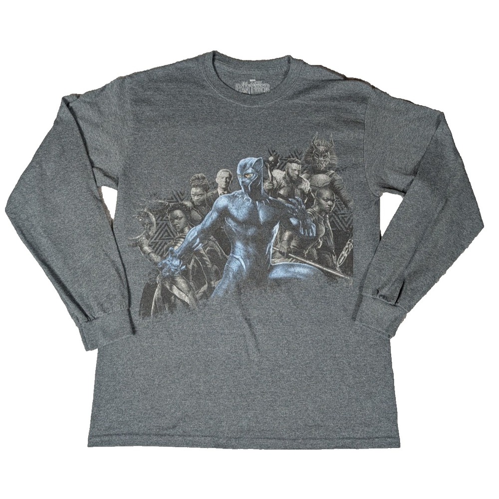 Marvel Black Panther Long Sleeve Graphic T-Shirt Men's M Heather Grey MCU